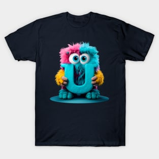 Cute Monster for Kids Alphabet Letter U Funny Back to School T-Shirt